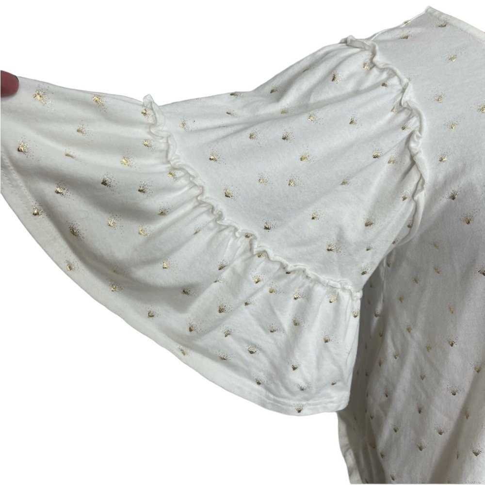 Altar’d State Sunburst Sparkle Tie Back Boho Top Size Small White and Gold - Picture 8 of 11